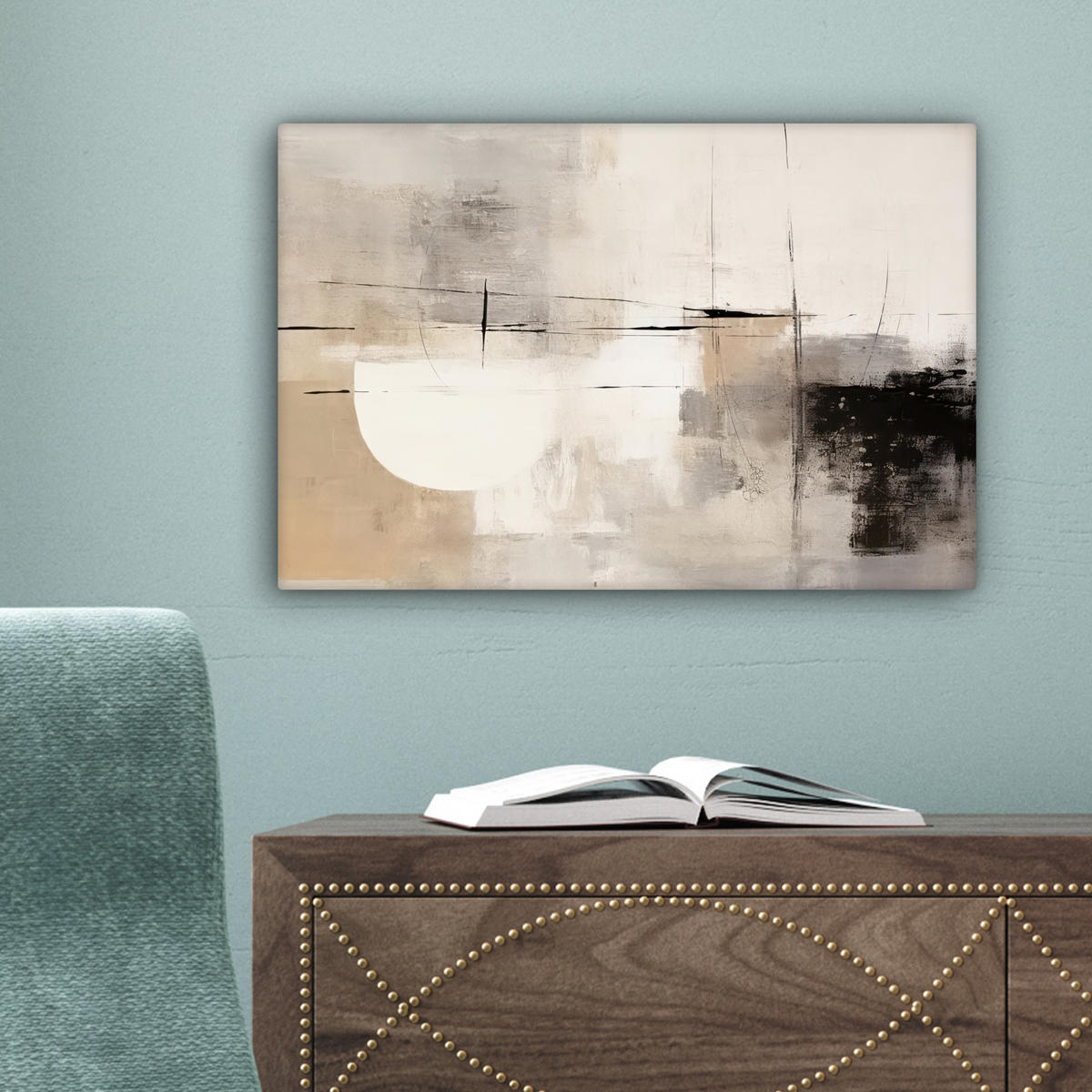 LEINWANDBILD Abstrakt - Kunst - Grau 30x20 cm - Hellgrau, Textil (30/20cm) - MuchoWow