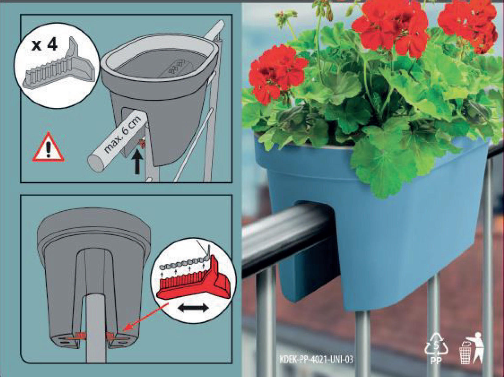 BLUMENKASTEN 60/28/25 cm - Grau, Kunststoff (28/25/60cm)