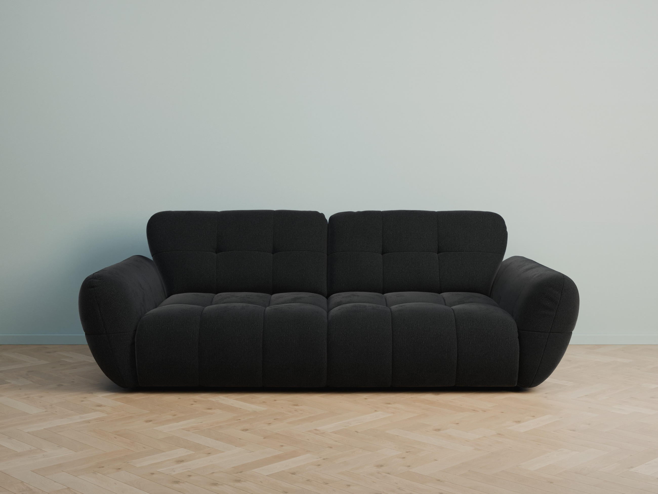 BIGSOFA Vannes Chenille Schwarz 272/134/68 cm - Schwarz, Kunststoff/Textil (272/68/134cm) - foamnova