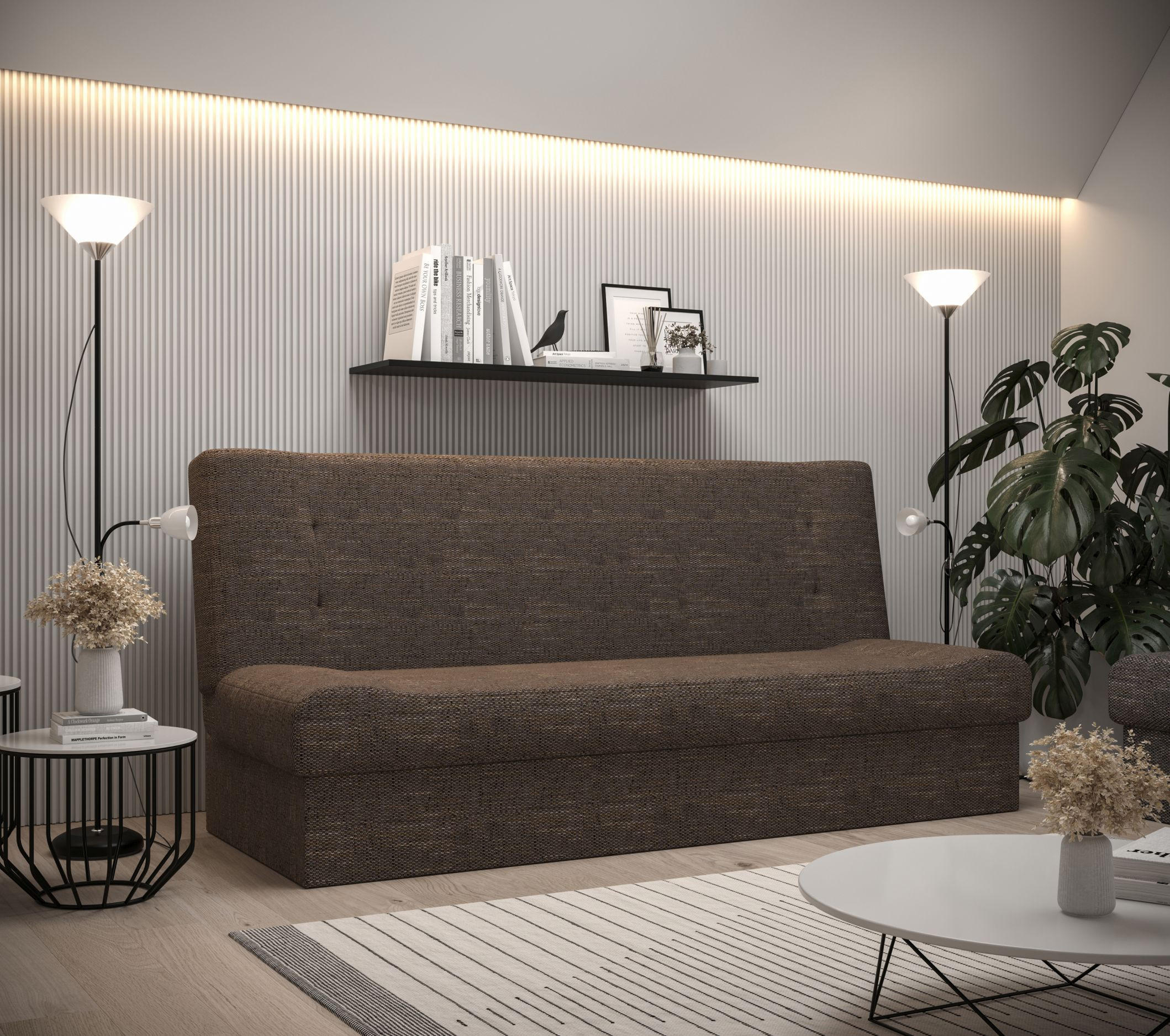 SOFA LAWA mit Schlaffunktion KORNET 04 mit Stauraum - Braun, Textil (192/93/80cm) - Bedante