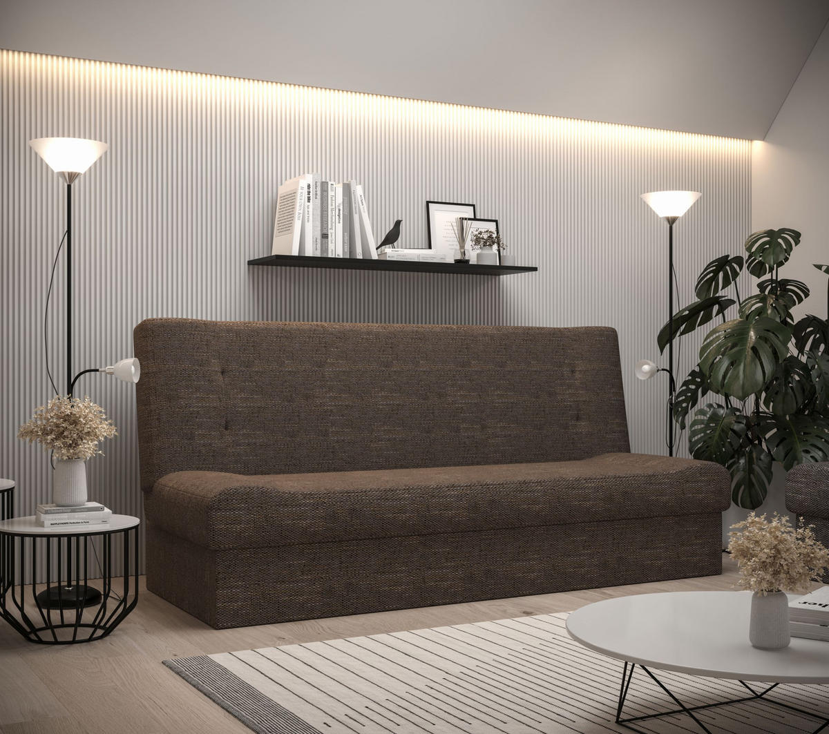 SOFA LAWA mit Schlaffunktion KORNET 04 mit Stauraum - Braun, Textil (192/93/80cm) - Bedante