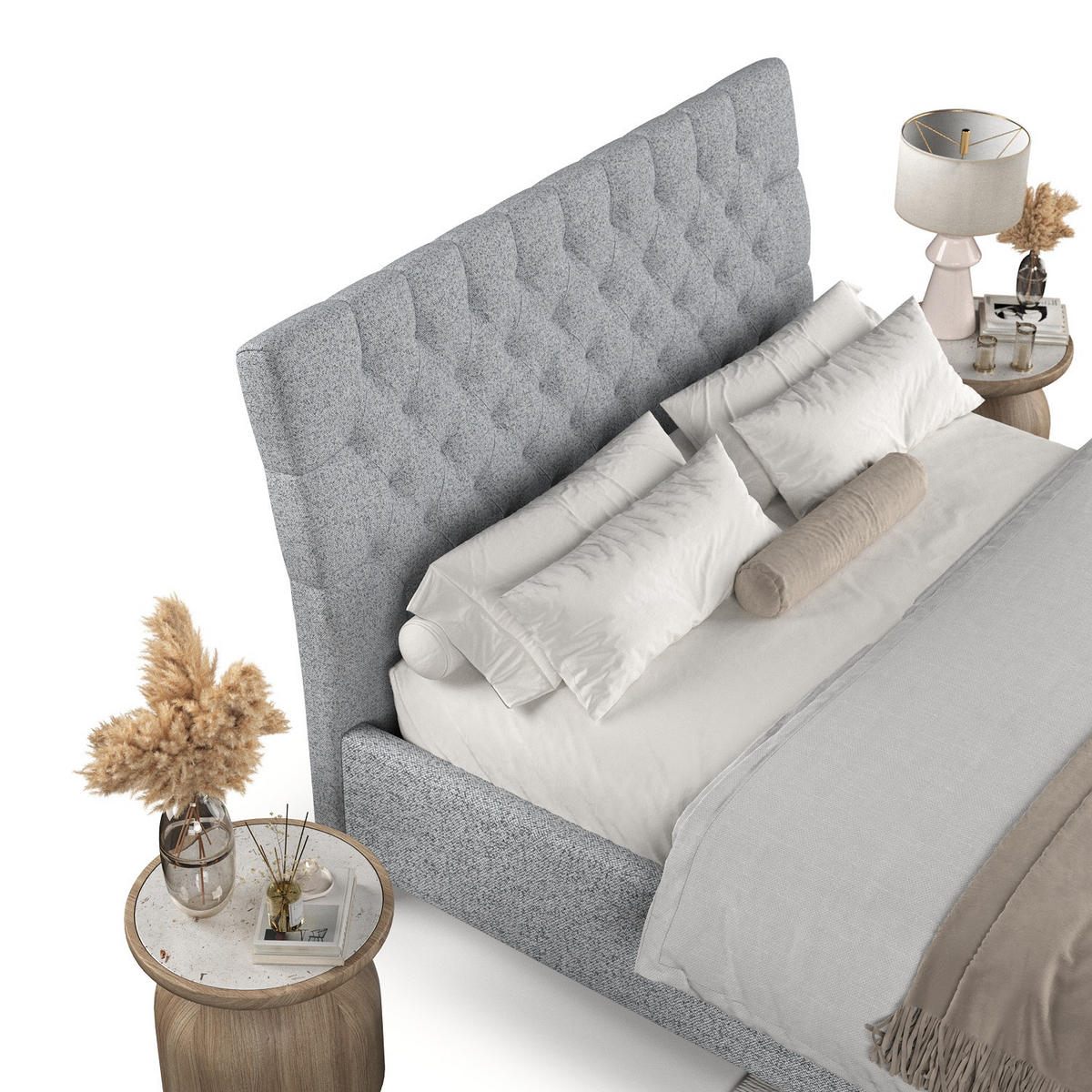 POLSTERBETT Lira 180/200 cm Grau im Riva Stoff - Naturfarben/Grau, Holz/Holzwerkstoff (180/200cm) - AltaBeds