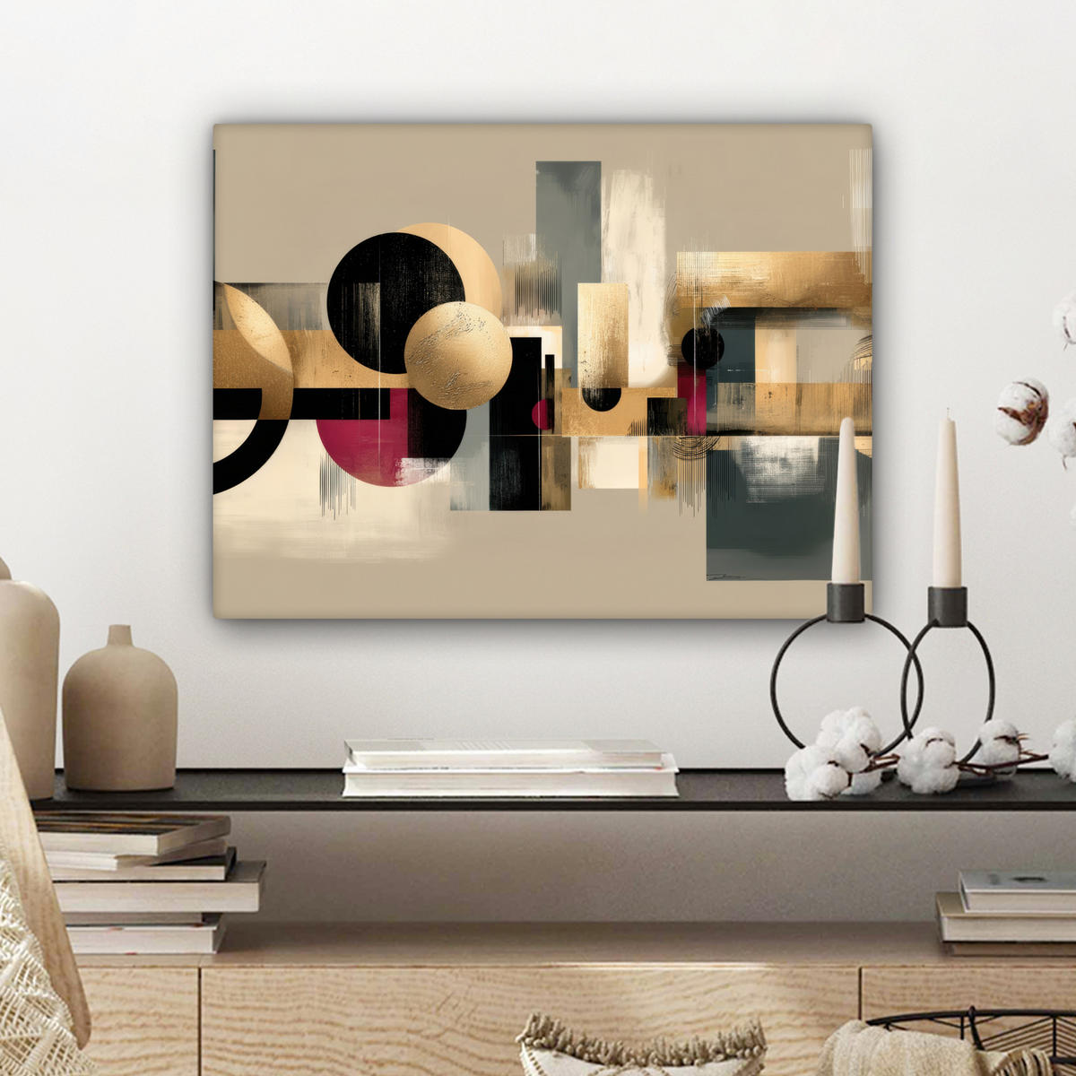 LEINWANDBILD Abstrakt - Formen - Beige - Texturen Wandbild 40x30 cm - Beige, Textil (40/30cm) - MuchoWow