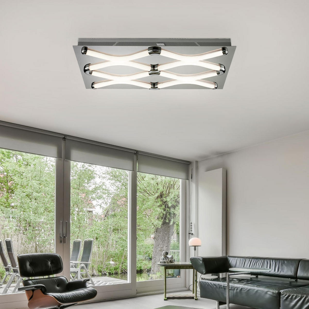 LED DECKENLEUCHTE Metall Chrom satiniert Silber - Silberfarben, Metall (58/34/6cm) - Esto