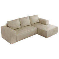 ECKSOFA TRENTINO L Beige Velvet - Rechts - Beige/Schwarz, Textil (164/266cm) - MKS