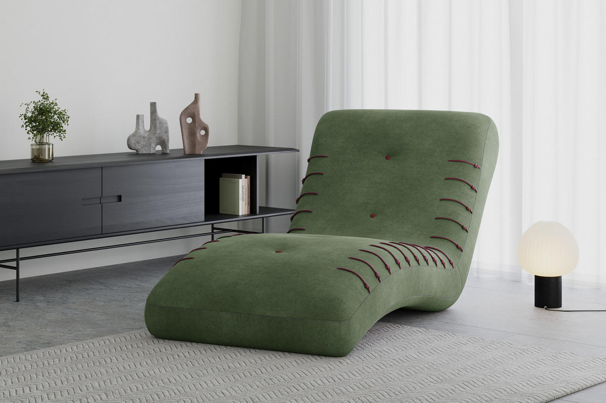 CHAISELONGUE SPLINE - Dunkelgrün, Holzwerkstoff (83/80/172cm) - Möblo