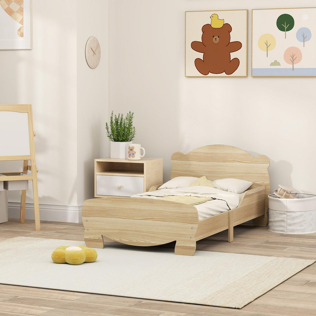 KINDERBETT, Naturholz, MDF, 143,5L x 80B x 55H cm - Naturfarben, Holzwerkstoff - AIYAPLAY