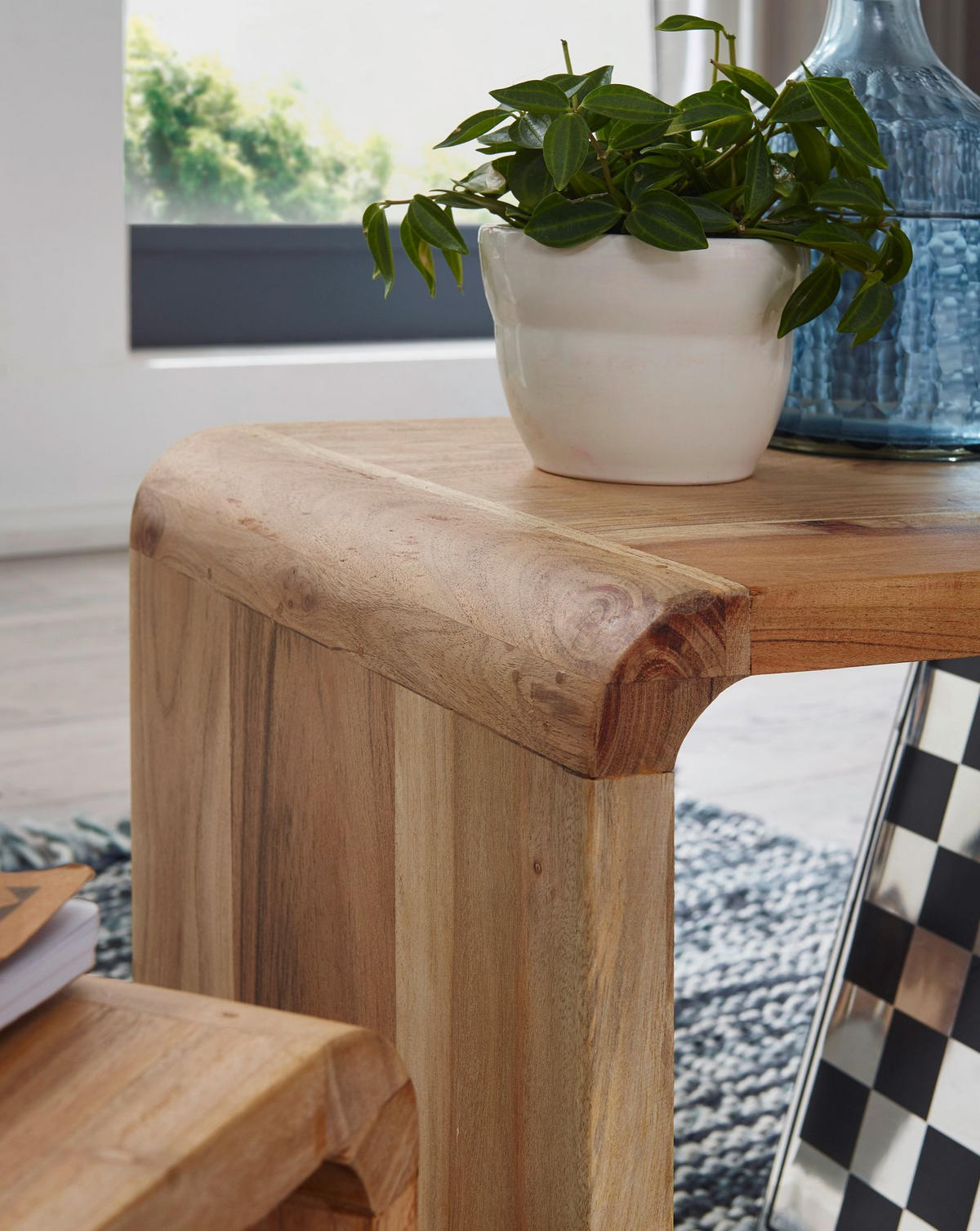 BEISTELLTISCH Set – 2-teilig Akazie Massivholz handgefertigt - Beige/Braun, Holz (36/43/43cm) - KADIMA DESIGN