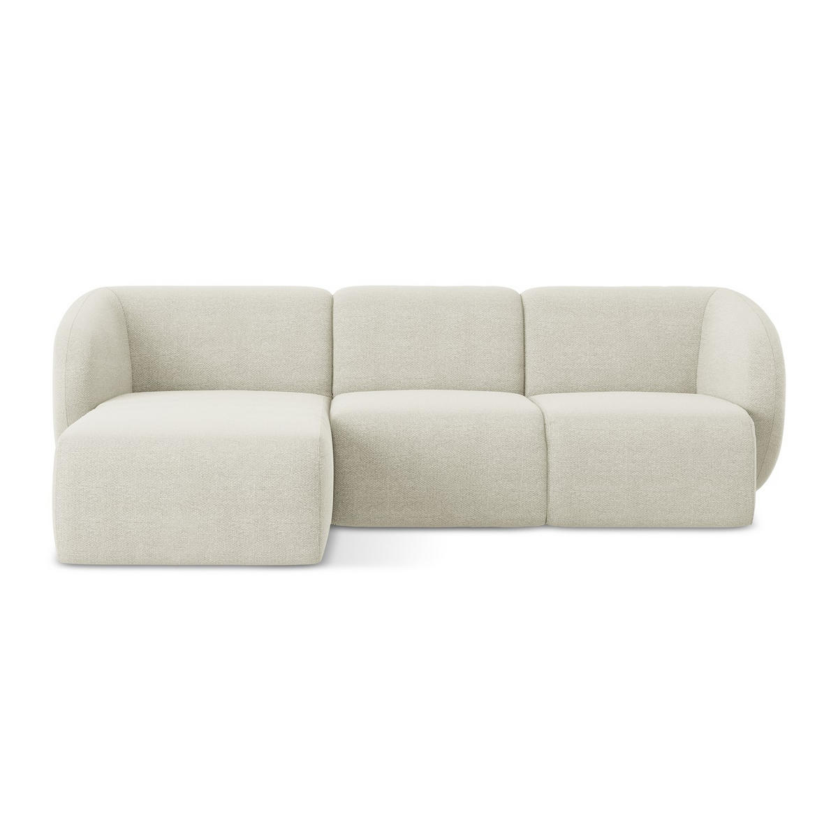 ECKSOFA Links Bouclé Stoff Beige - Sandfarben/Schwarz, Holzwerkstoff/Kunststoff (248/166cm) - LaMiaSofa