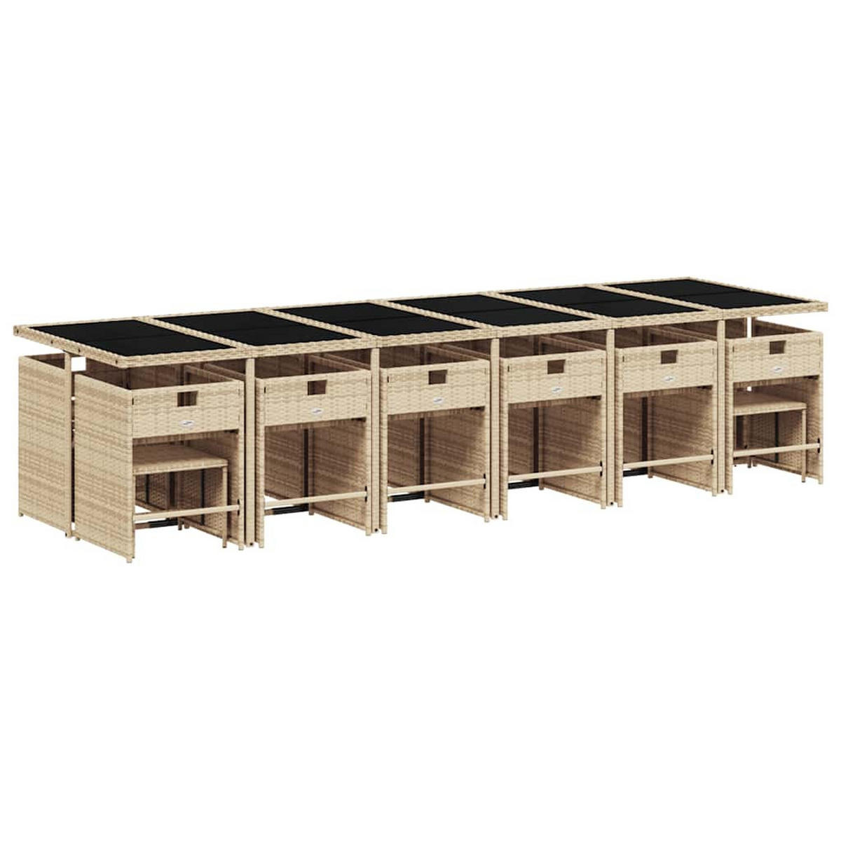 GARTEN-ESSGRUPPE 17-TLG. Mit Kissen Beige Poly Rattan - Beige/Creme, Kunststoff - vidaXL