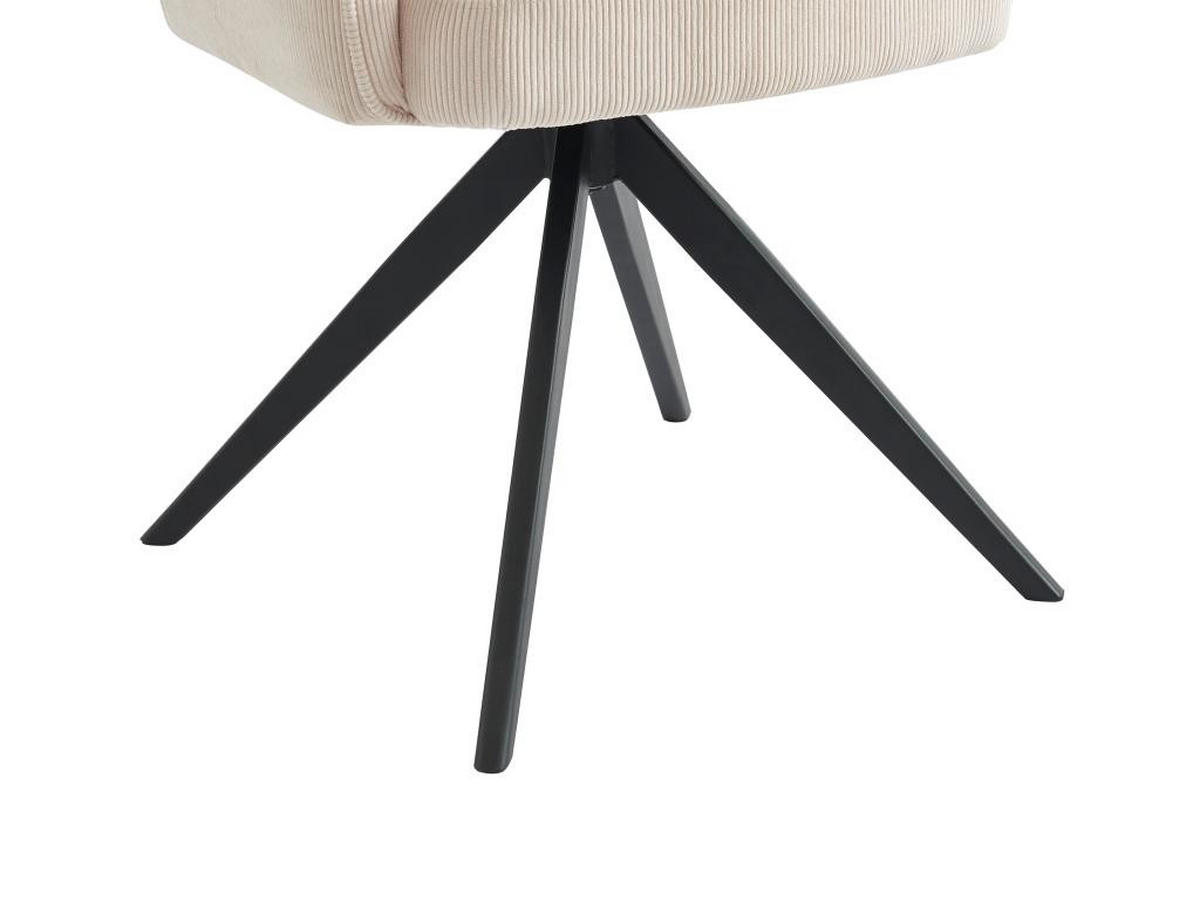 DREHSTUHL mit Armlehnen - Cord & schwarzes Metall - Cremefarben - KONYA - Creme, Textil (59/84/58cm) - Vente-Unique