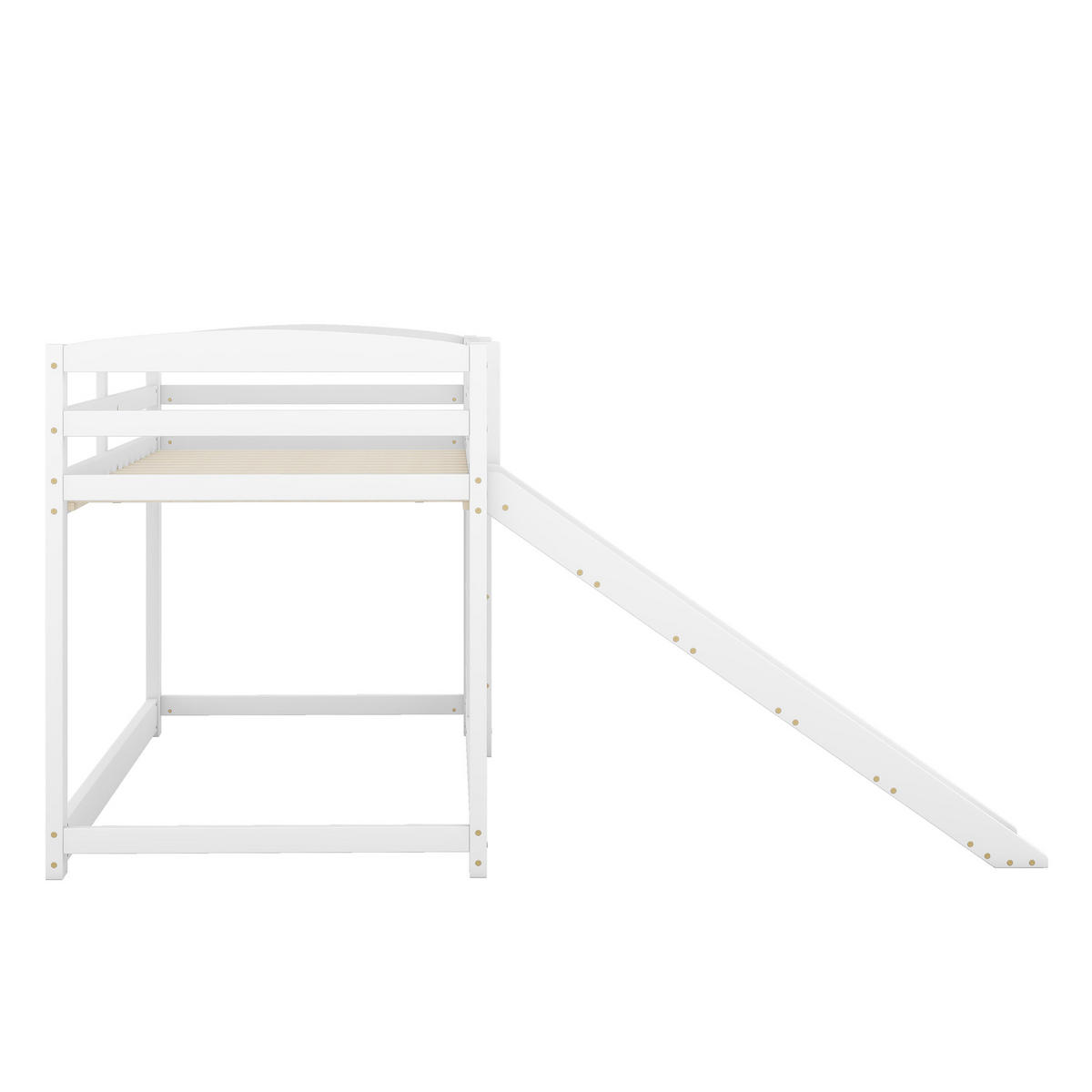 ETAGENBETT, 90x200 cm, mit Rutsche, Geländer und Leiter, Weiß - Grau, Holz (90/200cm) - OKWISH