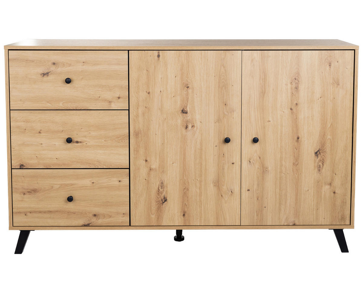 XL - SIDEBOARD Kommode Berlin - Schwarz/Eiche Artisan, Holzwerkstoff/Kunststoff (150/92/40cm) - arthur berndt