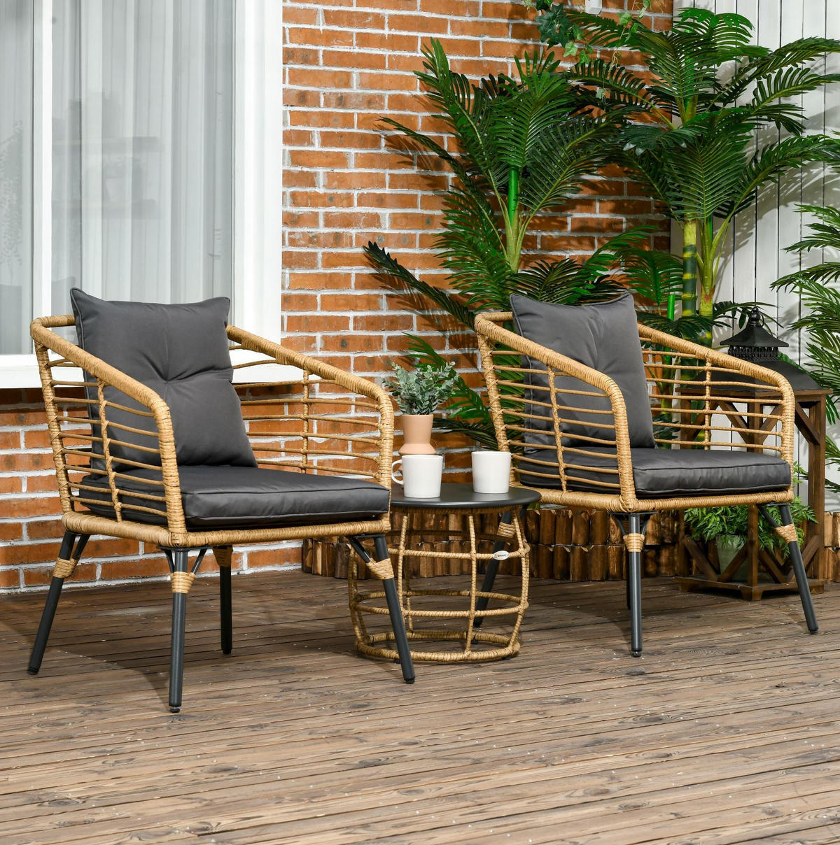 GARTENSET 62/78/65 cm Sand aus Stahl 3er Set - Grau, Metall - OKMYHOME
