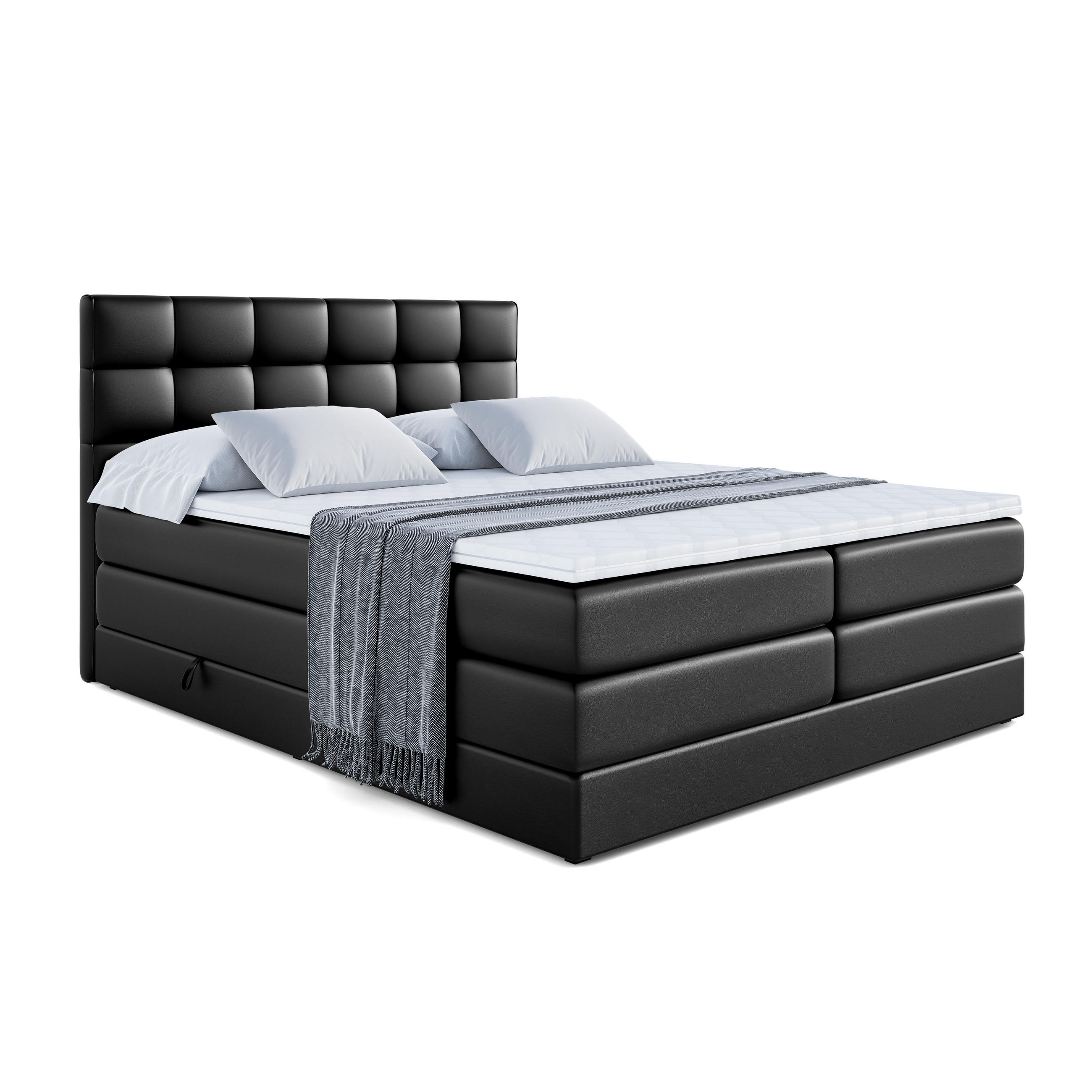 Altdecor Boxspringbett Schwarz Hochglanz 140x200 cm