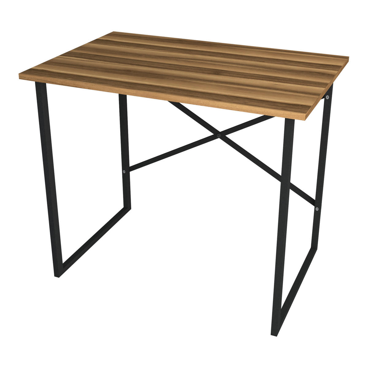 SCHREIBTISCH Tjeldsund - Walnussfarben/Schwarz, Holzwerkstoff/Metall (60/90/75cm) - [en.casa]