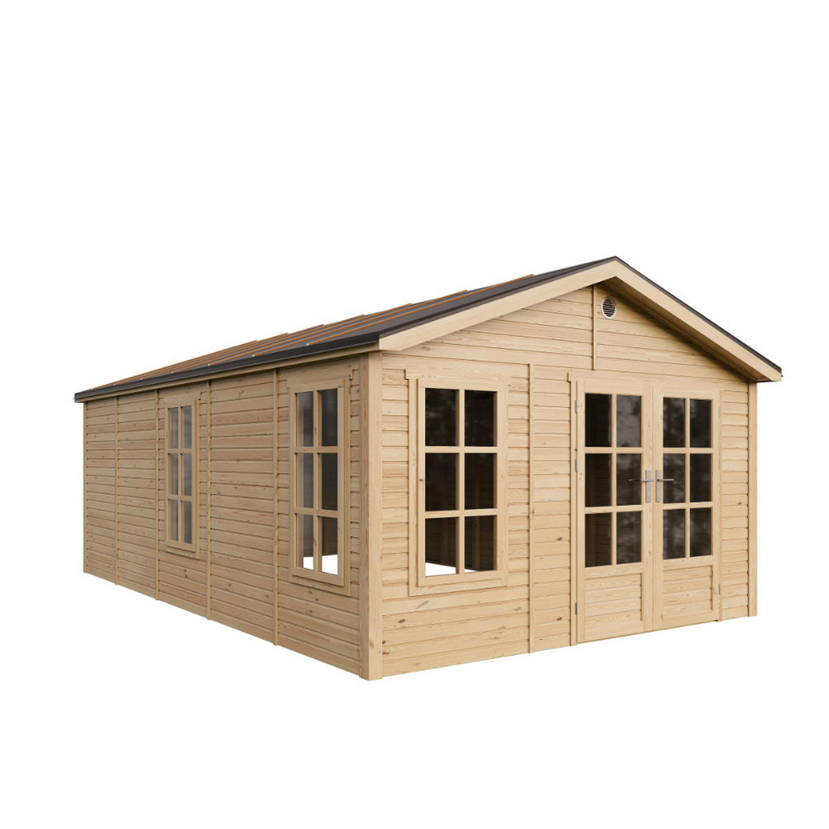 GARTENHAUS HOLZ M737A 370 x 600 cm - Naturfarben, Holz (382/267/630cm) - Timbela