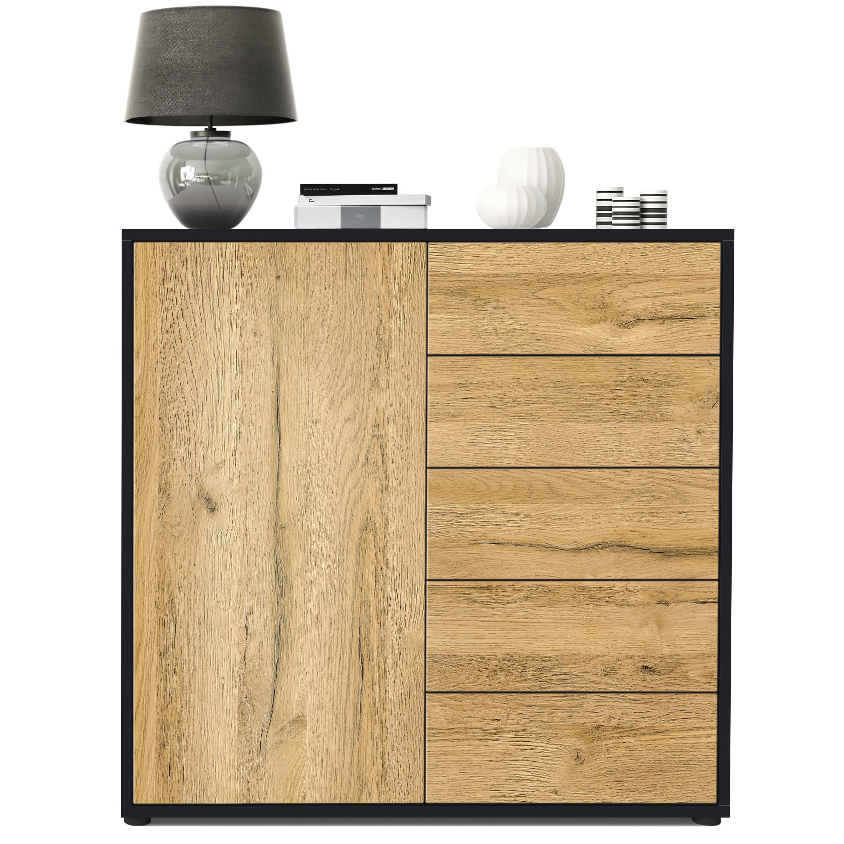 KOMMODE Ben Front in Eiche Nature - Eichefarben, Holzwerkstoff (79/74/36cm) - Vladon