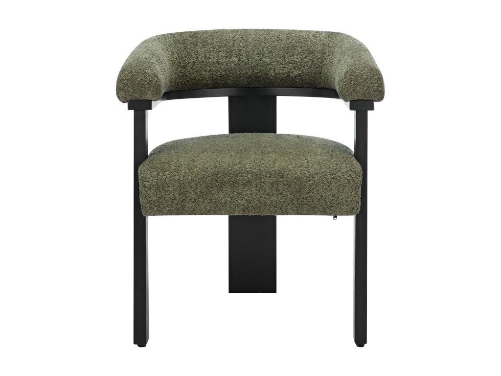 STUHL mit Armlehnen - Bouclé-Stoff & Kautschukholz - Khaki & Schwarz - LIVELIA - Schwarz, Textil (60/78/64cm) - Pascal Morabito