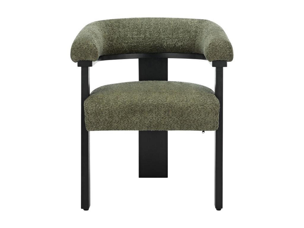STUHL mit Armlehnen - Bouclé-Stoff & Kautschukholz - Khaki & Schwarz - LIVELIA - Schwarz, Textil (60/78/64cm) - Pascal Morabito
