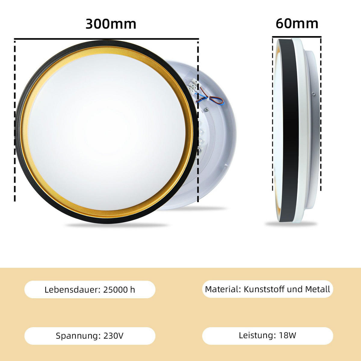 LED-DECKENLEUCHTE Daniel 30/30/6 cm - Schwarz, Kunststoff (30/30/6cm) - Nettlife