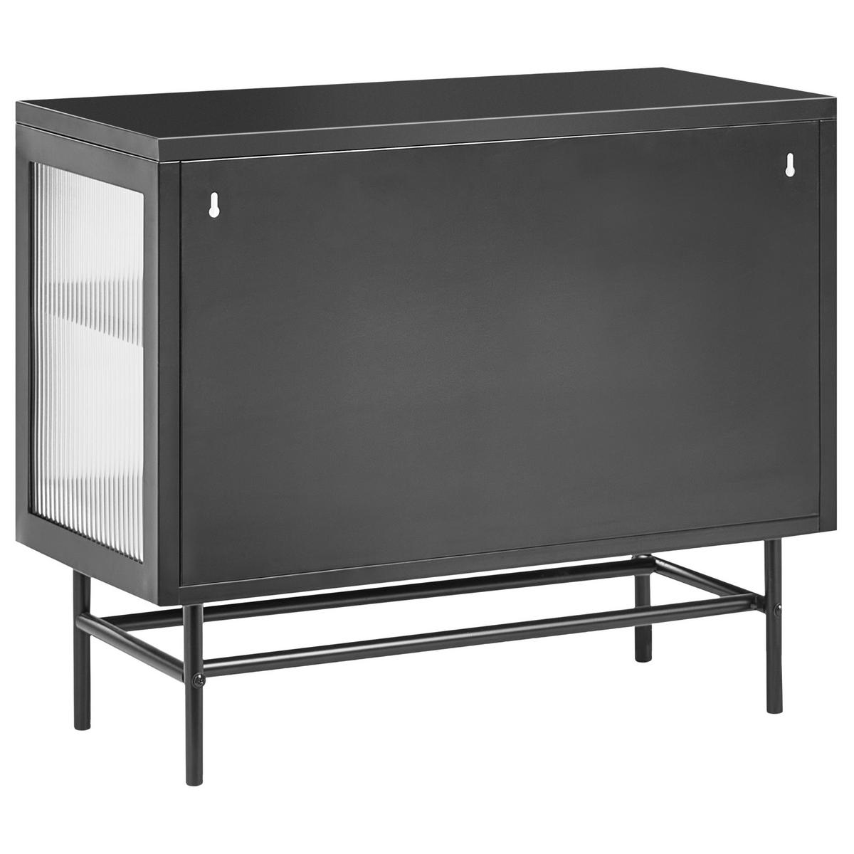 SIDEBOARD mit Glastüren Metall 77 cm Schwarz Devon - Schwarz, Metall (77/64/35cm) - Beliani