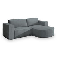 ECKSOFA SORELA P R-S Grau Kordstoff mit Schlaffunktion - Grau, Holz (263/174cm) - MASSENO