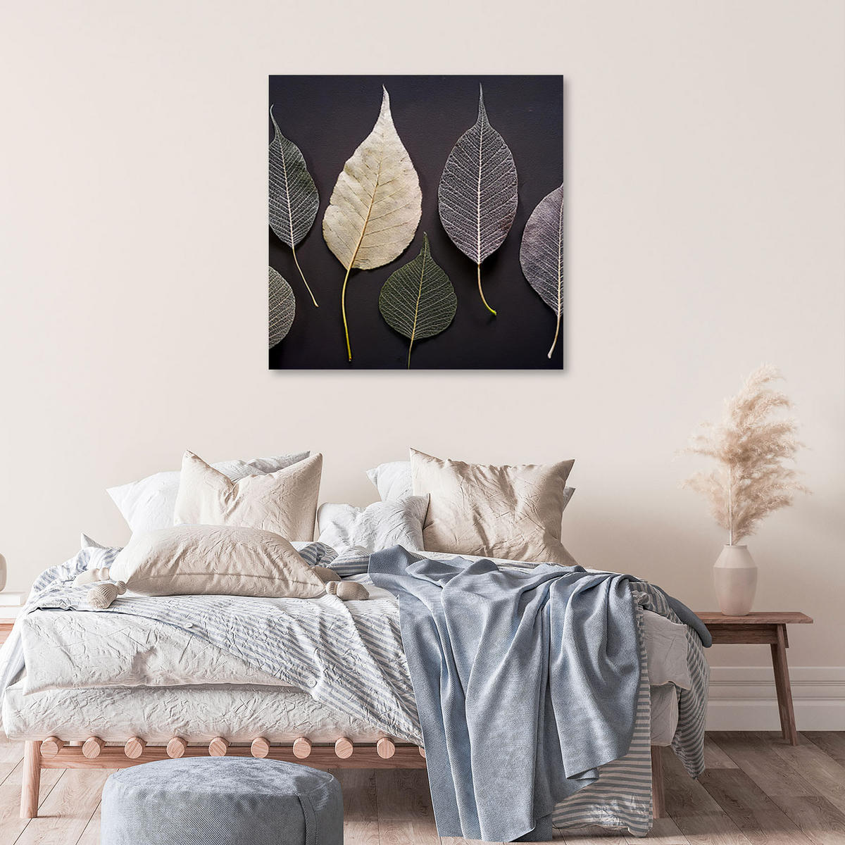 LEINWANDBILD Minimalismus hinterlässt Glamourpflanzen - Grau, Textil (40/40cm) - Feeby