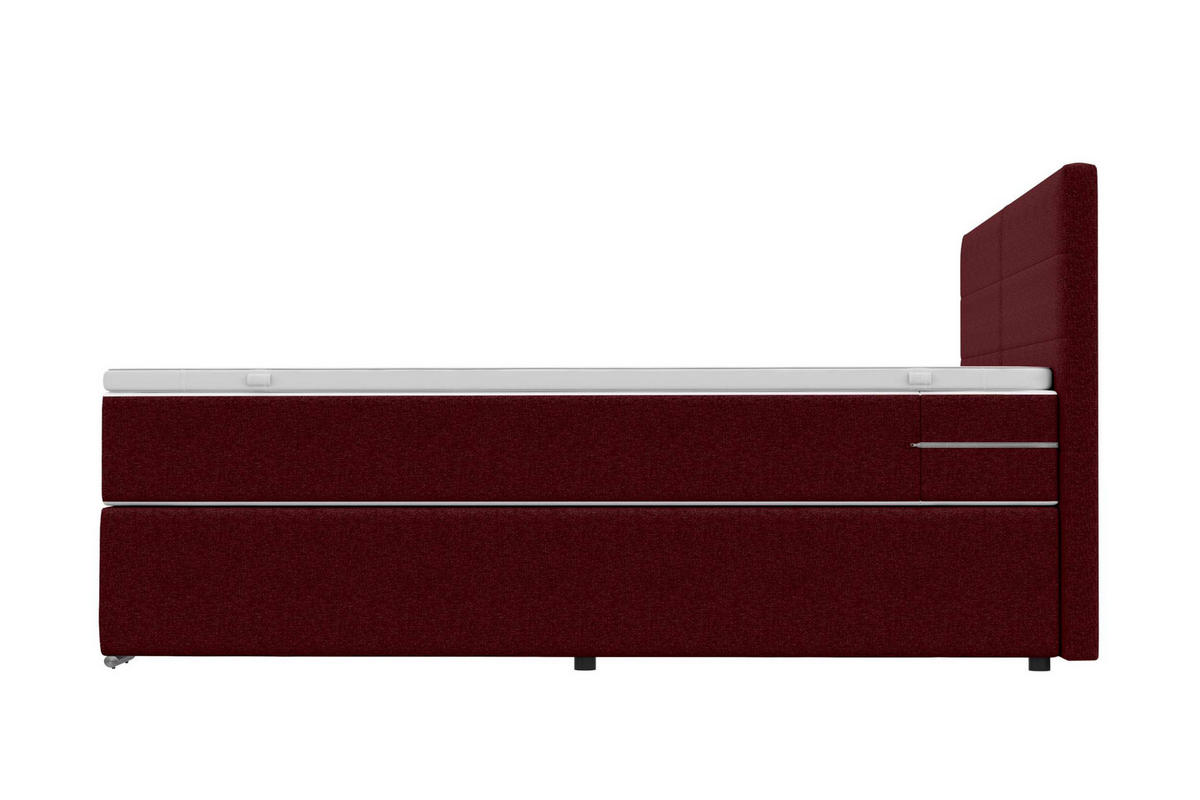FAMILIENBETT BOXSPRINGBETT Webstoff Bordeaux 220/200 cm - Chromfarben/Bordeaux, Kunststoff/Textil (220/200cm) - 99rooms
