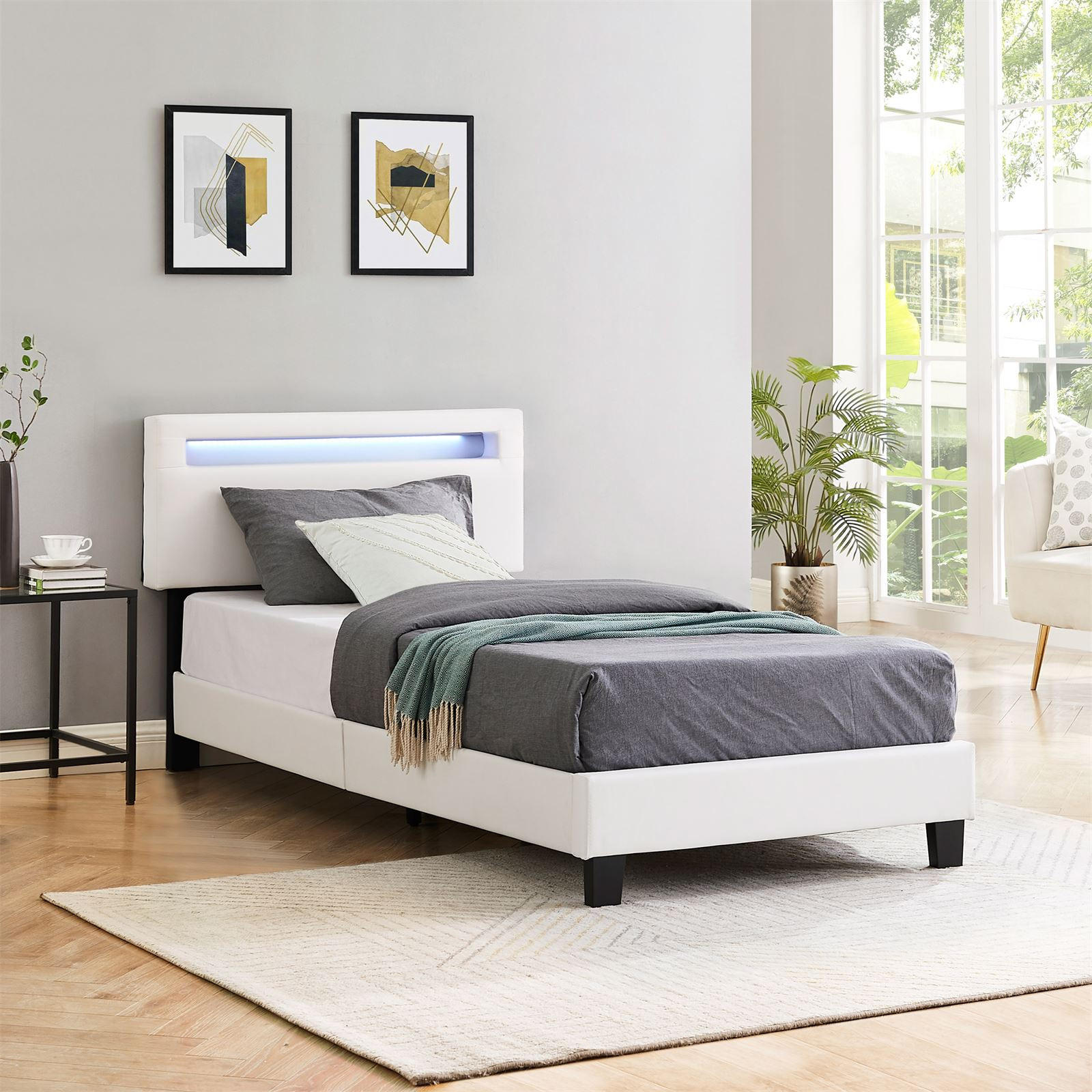 POLSTERBETT MIT LED BENITO 90X200 CM - Weiß, Textil (90/200cm) - CARO-Möbel
