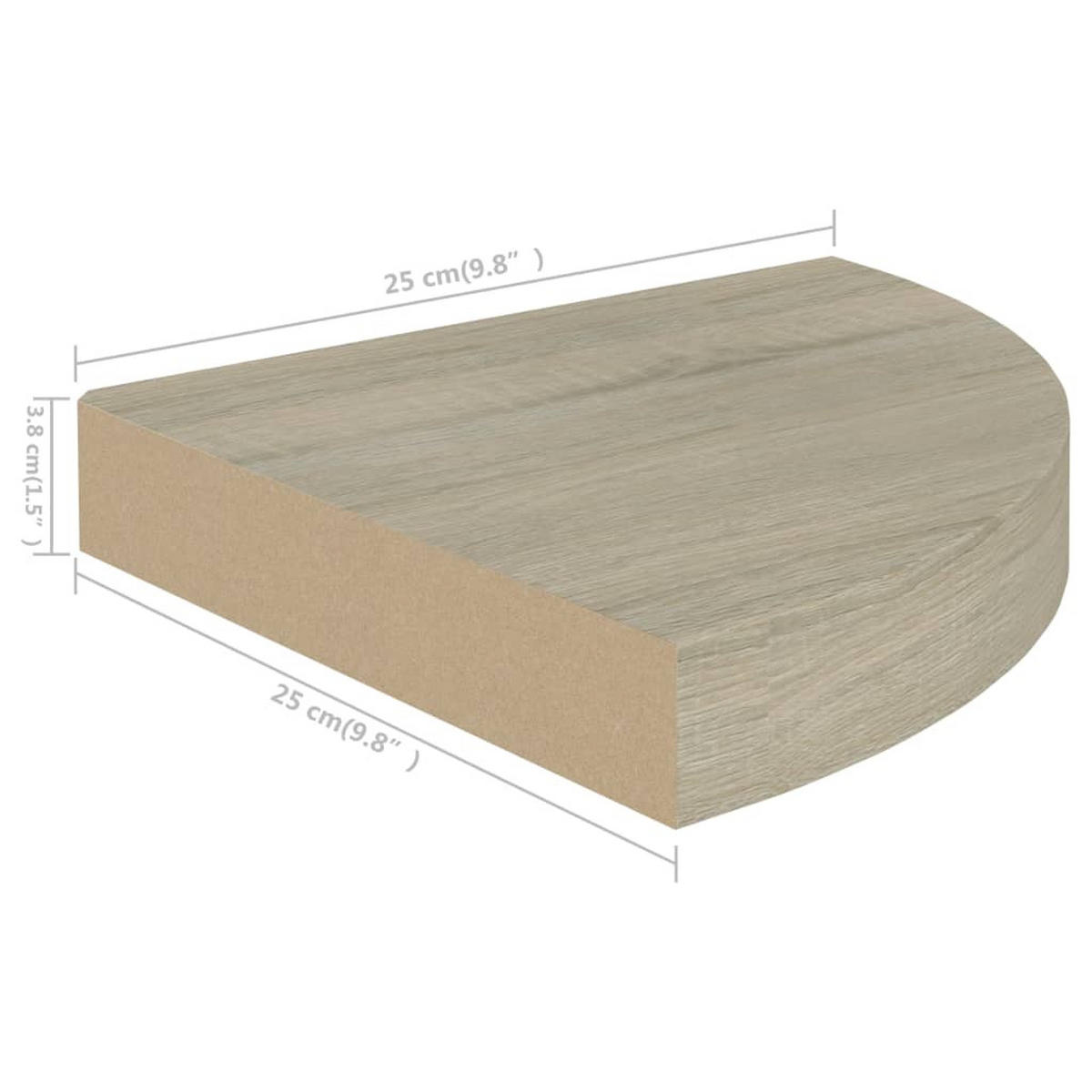 WANDBOARDSET für die Ecke 2-tlg. 25/25/3,8 CM aus MDF Eichen-Optik Dekor - Eichefarben, Holzwerkstoff (25/3.8/25cm) - vidaXL