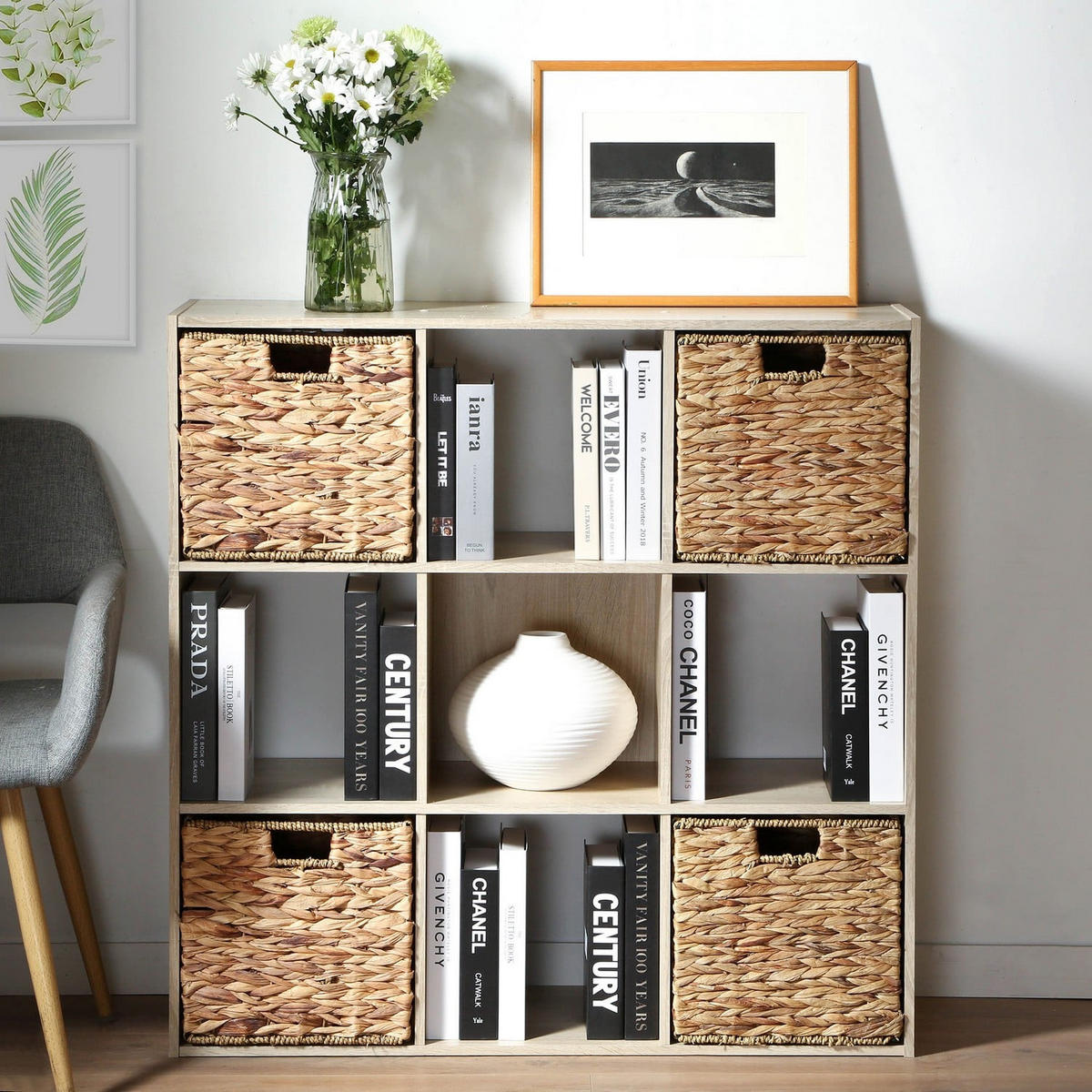 REGAL mit 9 Fächern - Apfelbaumfarben, Holzwerkstoff (29.5/92.5/92.5cm) - Calicosy