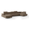 WOHNLANDSCHAFT MONTIVA Beige Velours-Stoff mit Schlaffunktion - Beige, Holz (410/89/190cm) - MASSENO