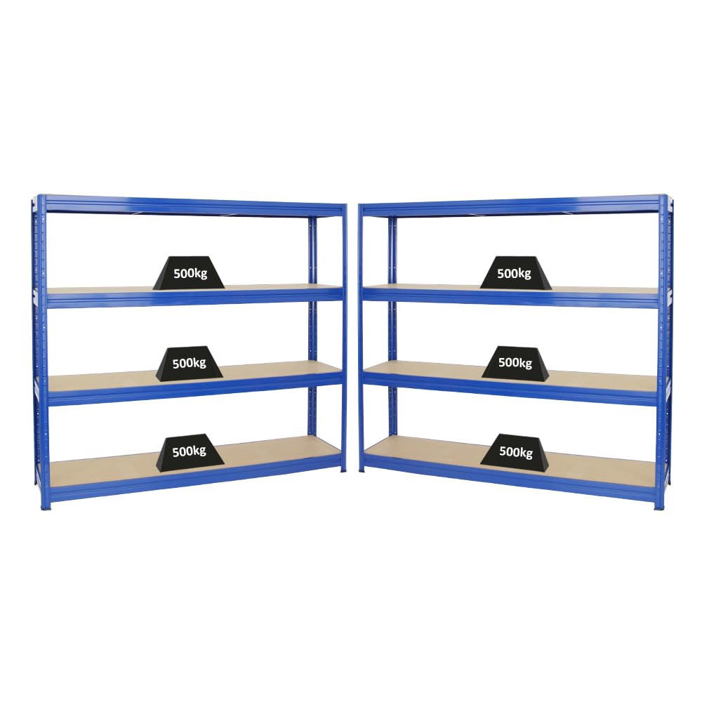 SCHWERLASTREGAL Dino 2er-Set mit 2x 180x200x45 cm Fachlast 500 kg Blau - Blau, Metall (400/200/45cm) - PROREGAL