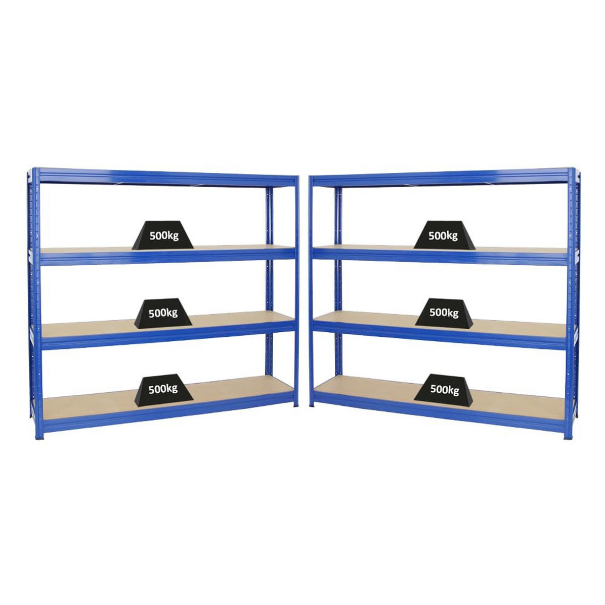 SCHWERLASTREGAL Dino 2er-Set mit 2x 180x200x45 cm Fachlast 500 kg Blau - Blau, Metall (400/200/45cm) - PROREGAL