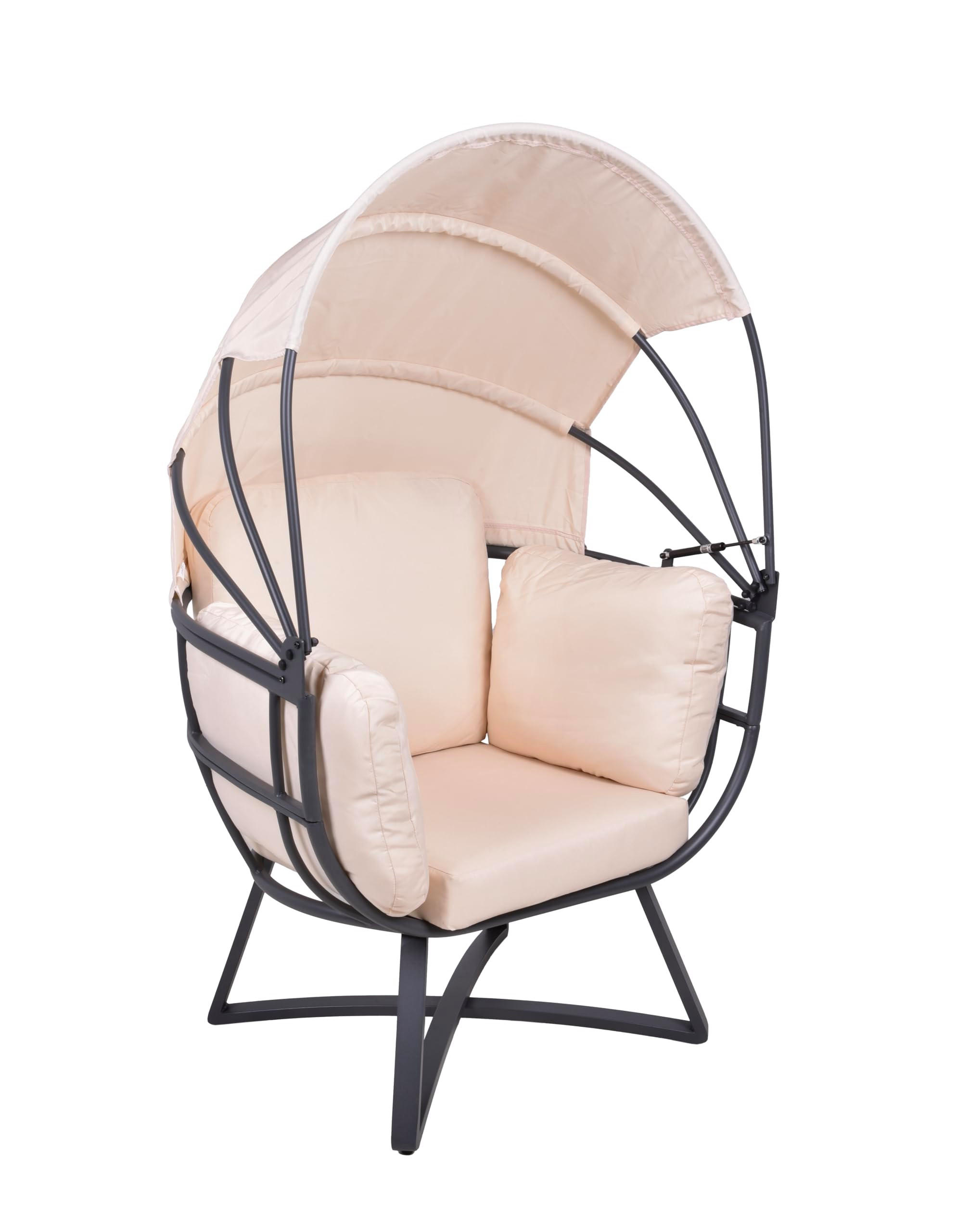 GARTENMUSCHEL Justus Beige Sonneninsel - Beige, Kunststoff (91/152/77cm) - DELUKE