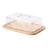 KÄSEGLOCKE 2-tlg., Gummibaumholz / Kunststoff, 30 x 20 cm - Transparent, Glas (20/9/30cm) - Continenta