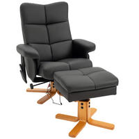 MASSAGESESSEL DE-06332 Mit Hocker, 145° neigbar, Massagefunktion Schwarz - Schwarz, Metall (86/99/80cm) - ComfortXL