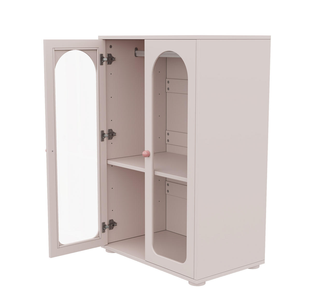 KLEIDERSCHRANK Set 160/50/120 cm babyrosa aus MDF/Acryl verstellbar - Pink, Holzwerkstoff (160/120/50cm) - OKWISH