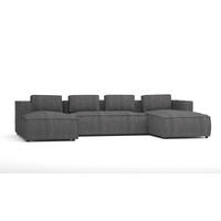 WOHNLANDSCHAFT Nova Grau Cord - Schwarz/Grau, Holz/Kunststoff (327/64/176cm) - S-Style Möbel