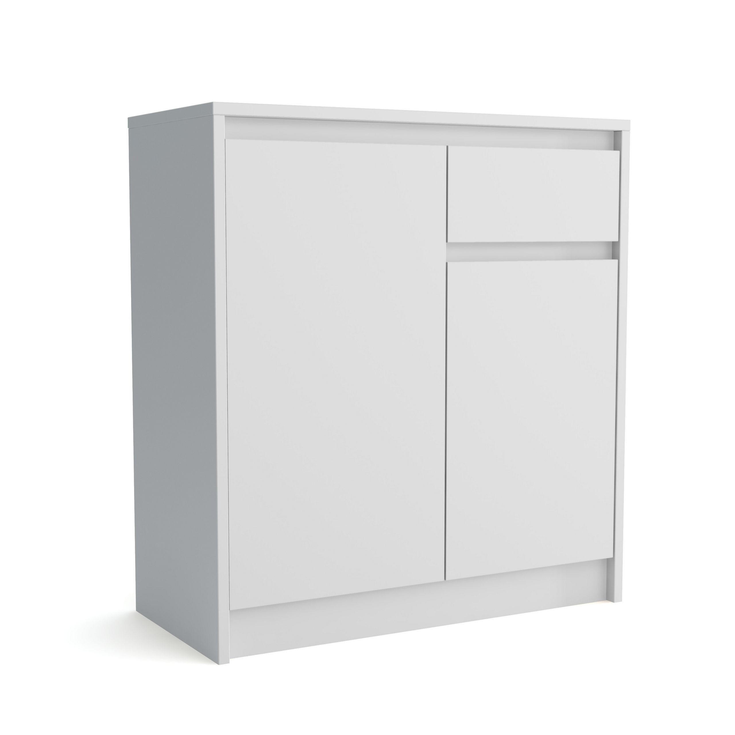 KOMMODE ASTORRE 75/82/35 cm mit 1 Schubladen 2 Türen Weiß - Weiß, Holzwerkstoff (75/82/35cm) - MASSENO