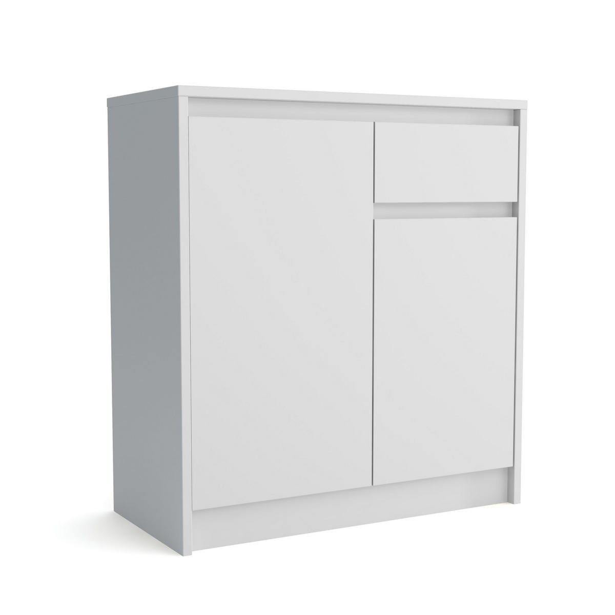 KOMMODE ASTORRE 75/82/35 cm mit 1 Schubladen 2 Türen Weiß - Weiß, Holzwerkstoff (75/82/35cm) - MASSENO