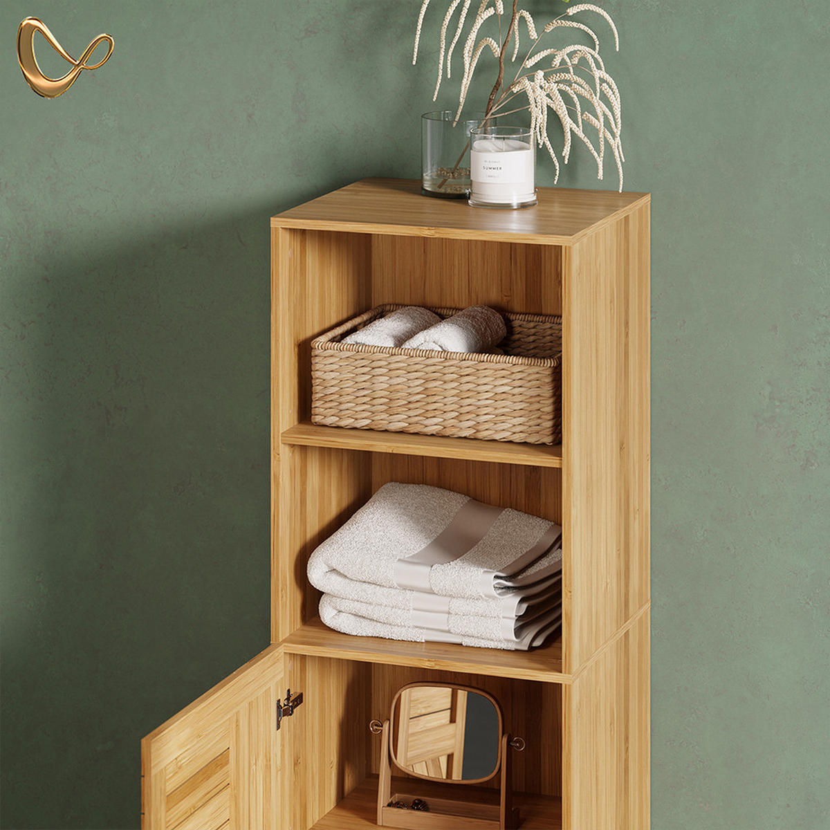 MIDI OMARICA Olona, Bambus, 40 x 124 cm - naravne barve, leseni material (40/124/36cm) - Livinity®