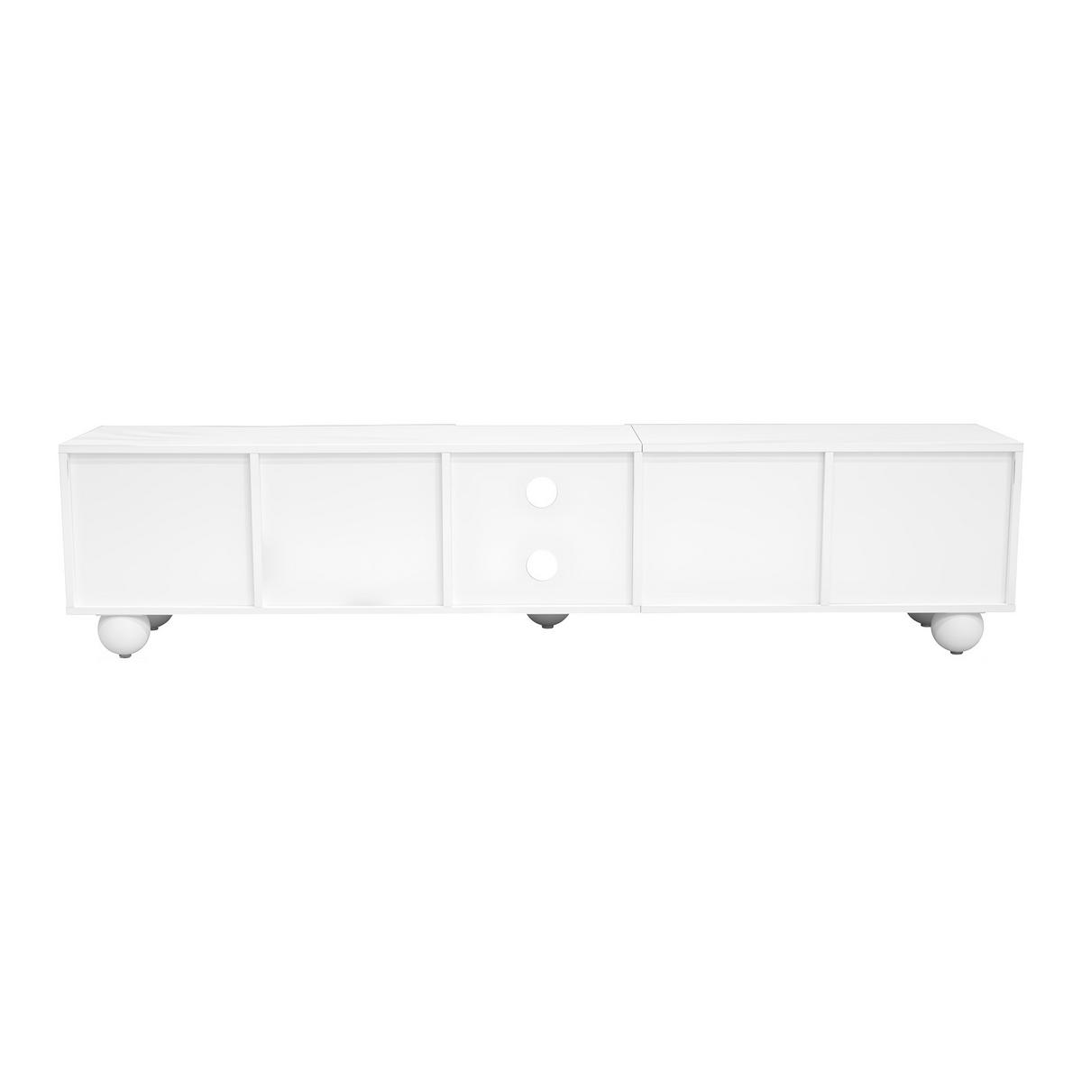 TV-SCHRANK 180/40/41,5 cm weiß aus MDF und Holzwerkstoff mit Push-to-Open - Weiß, Holzwerkstoff (180/41.5/40cm) - OKWISH