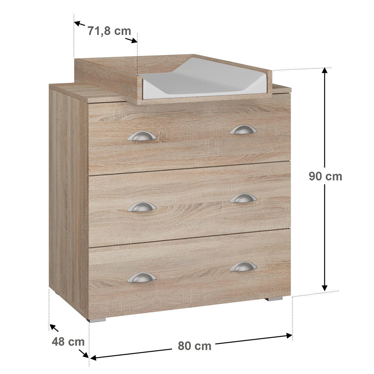 DJEČJA KOMODA Lio Drvo - smeđa, drvni materijal (80/90/48cm) - Petits-meubles