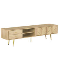 TV-ELEMENT160X36X42CM in Holzoptik mit Goldfüßen und Rillendesign-Türen - Naturfarben, Holz (47.5/12/177.5cm) - Raelunyi