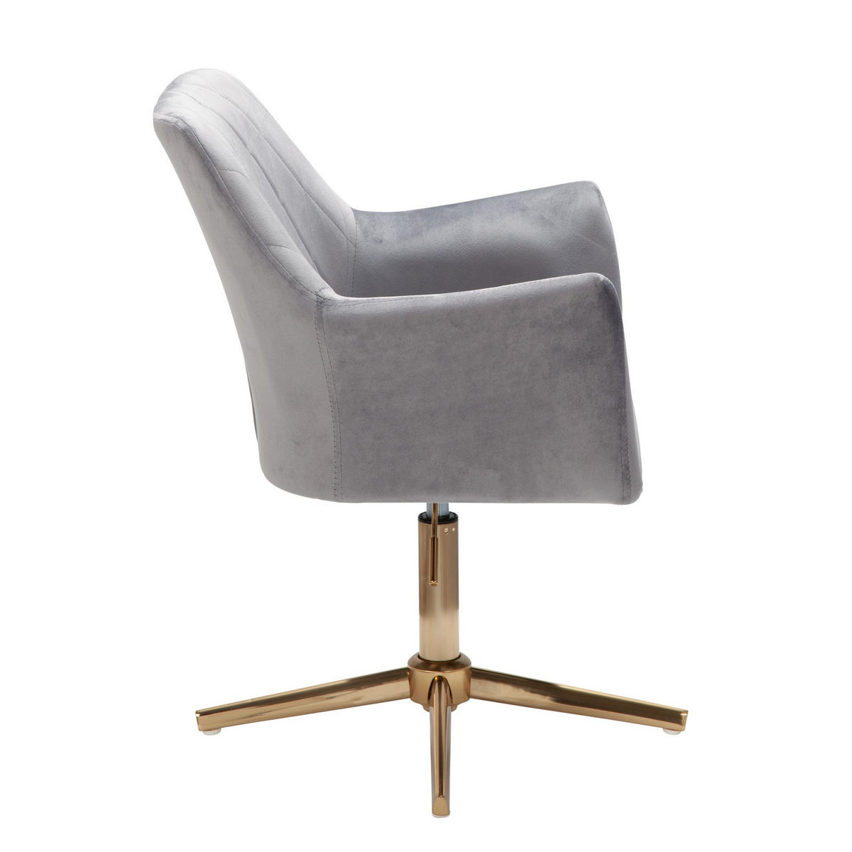 DREHSTUHL Samt mit Armlehnen Eisengestell 360° Funktion, Grau 97x55x55 cm - Goldfarben/Grau, Textil/Metall (97/55/55cm) - KADIMA DESIGN