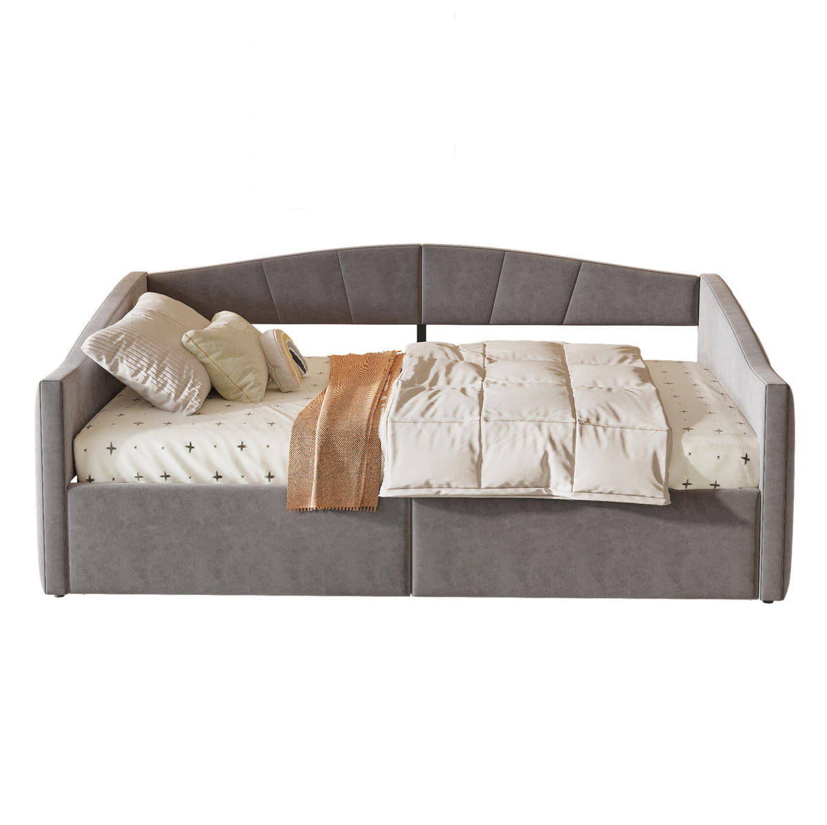 SCHLAFSOFA aus Samt 140x200 cm Grau mit hydraulischem Bettkasten und Lattenrost - Dunkelgrau, Leder (140/200cm) - IVMEU