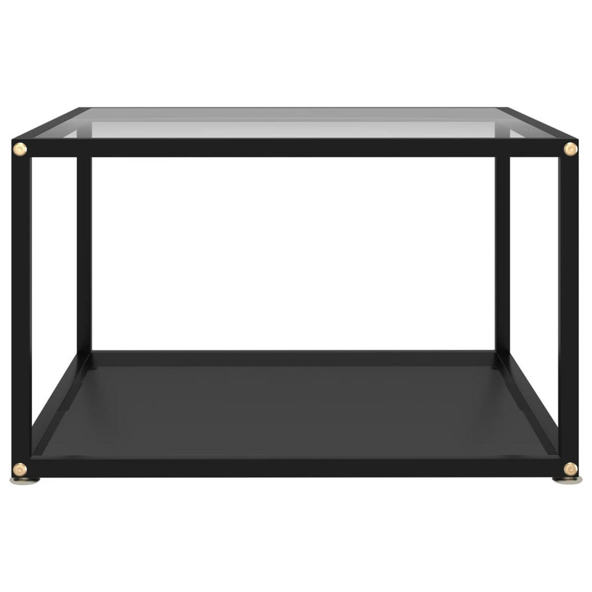 COUCHTISCH Transparent und Schwarz 60x60x35 cm Hartglas - Transparent, Glas (60/60/35cm) - furnicato
