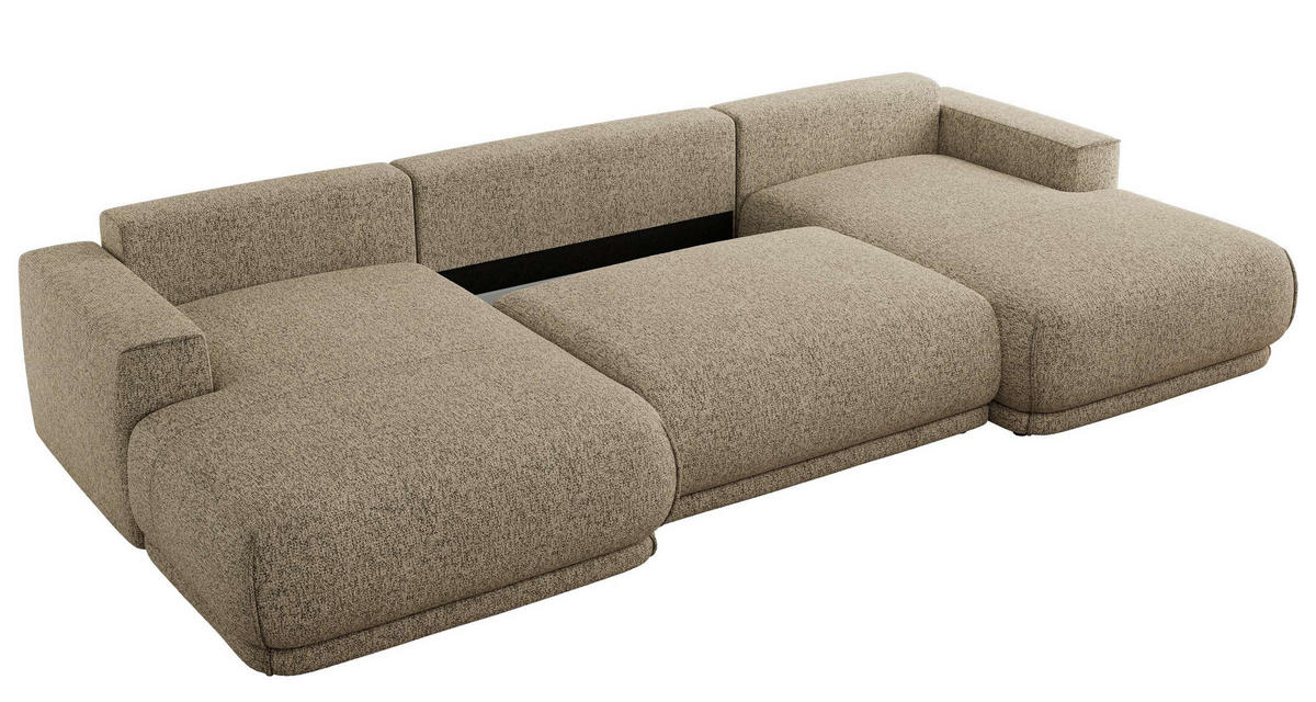 SEDACIA SÚPRAVA RINA U Tmavobežová Štruktúra - čierna/béžová, textil/plast (360/85/170cm) - MKS